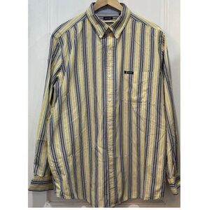 Chaps Easy Care Yellow Striped Long Sleeve Button Down Shirt Men’s Size Large